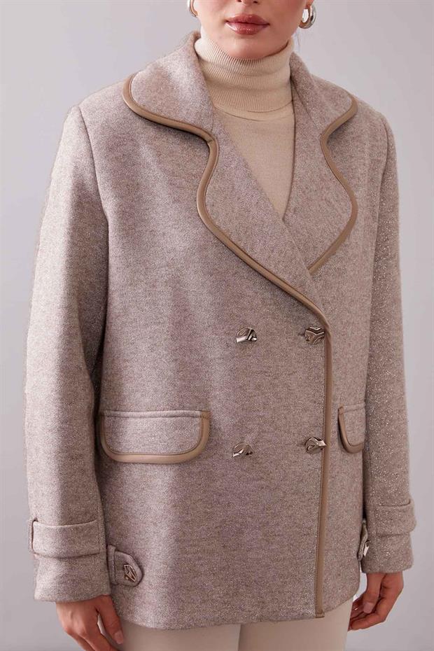 VİZON Kruvaze Kenar Şeritli Kaşmir Ceket