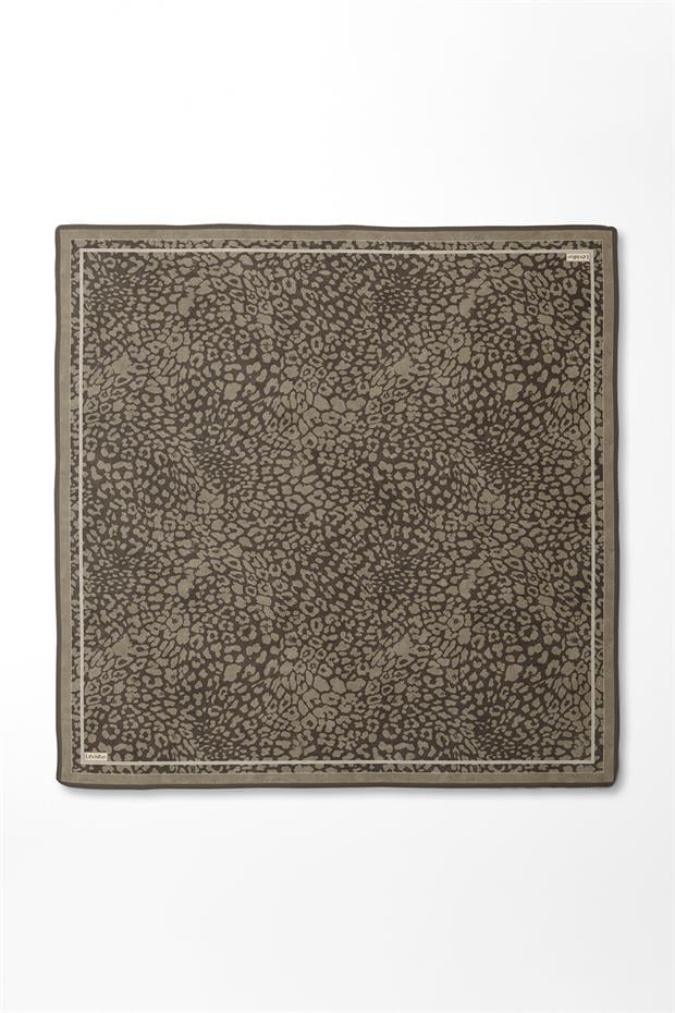 Vizon Leopar Desen Twill İpek Eşarp