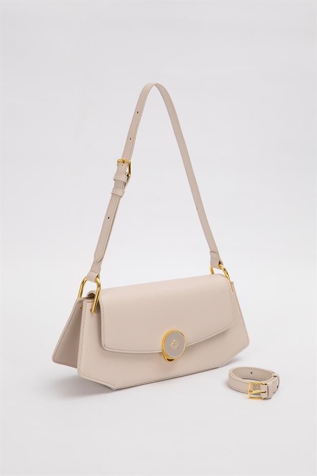 Vizon Oval Gold Aksesuarlı Omuz Çantası