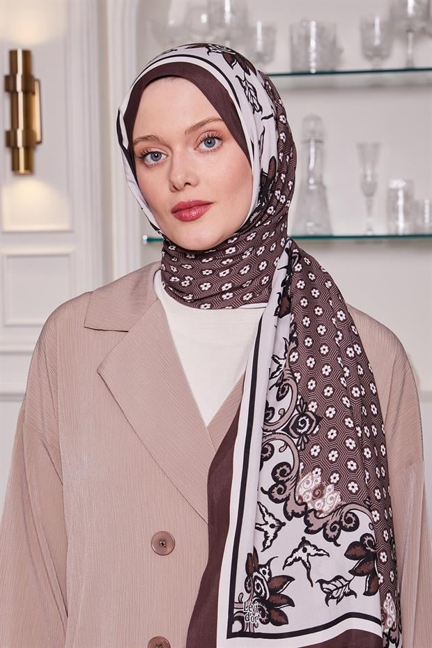 Vizon Papatya Desen Royal Şal