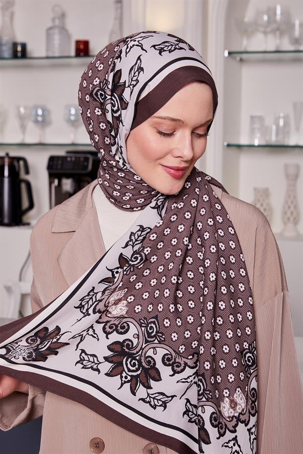 Vizon Papatya Desen Royal Şal