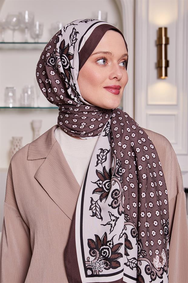 Vizon Papatya Desen Royal Şal