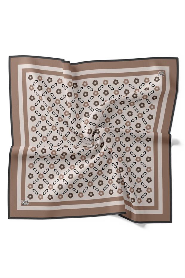 Vizon Papatya Desen Twill İpek Eşarp