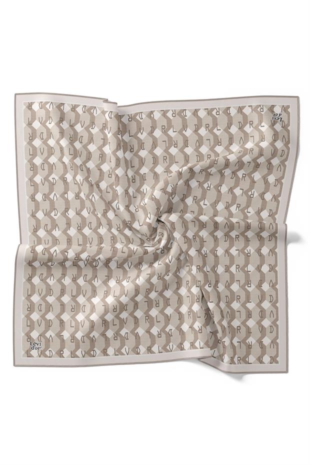 Vizon Petek Baskılı Twill İpek Eşarp