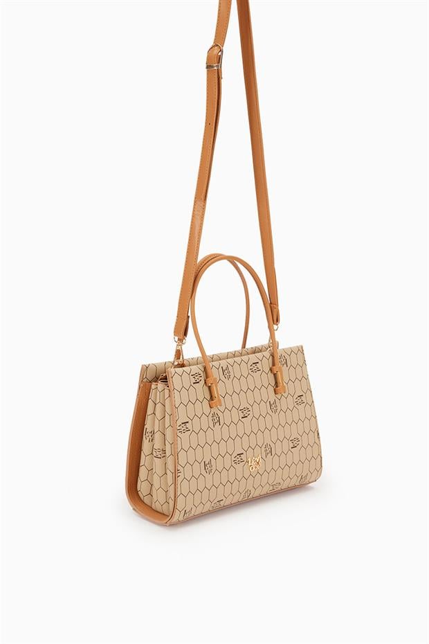 Vizon Petek Baskılı Üç Gözlü El Çantası