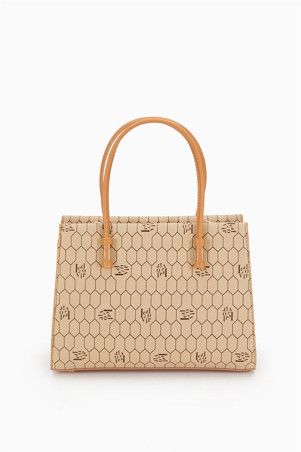 Vizon Petek Baskılı Üç Gözlü El Çantası