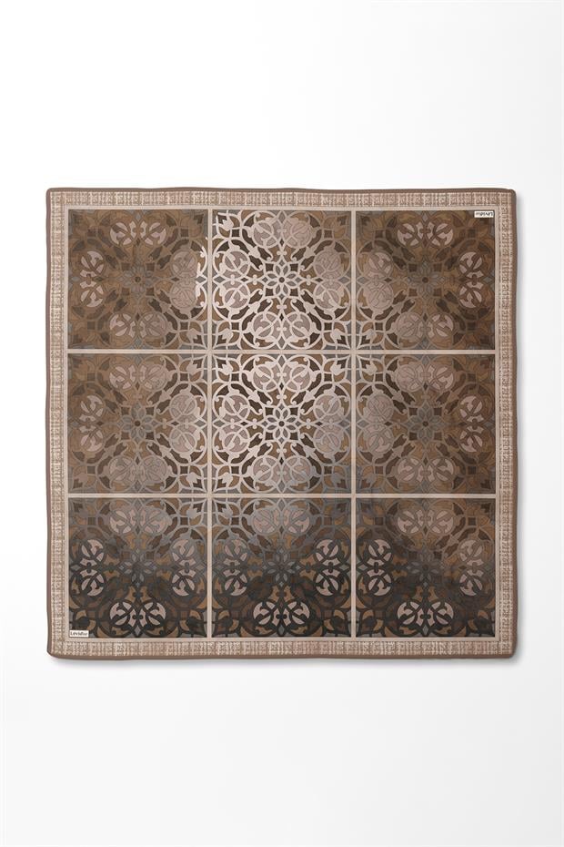 Vizon Vectör Desen Twill İpek Eşarp