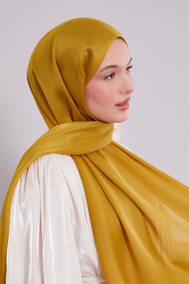 Yağ Yeşili Düz Premium Abiye Şal