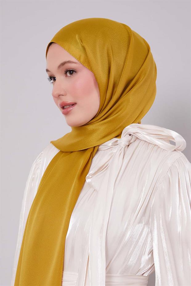 Yağ Yeşili Düz Premium Abiye Şal