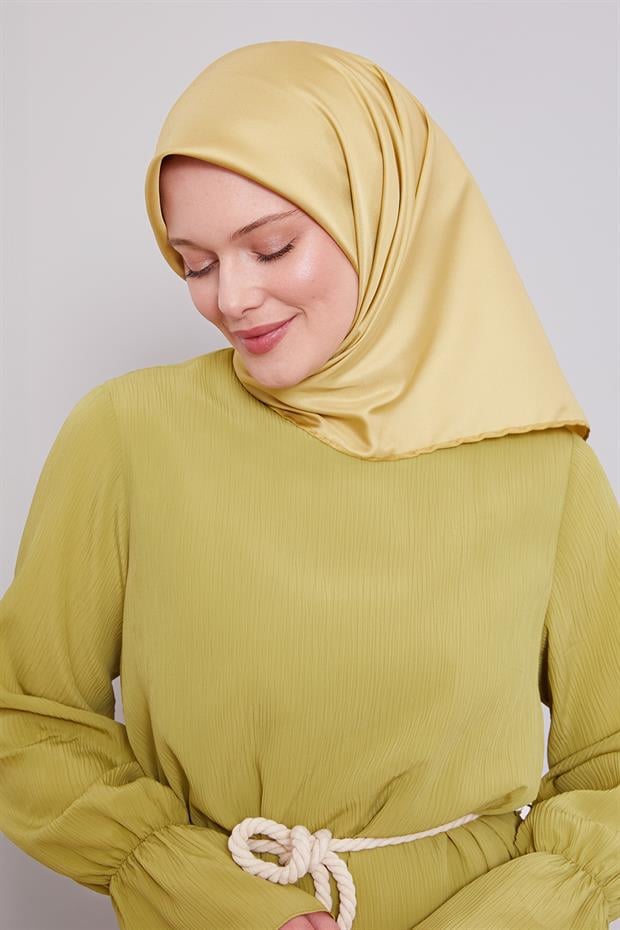 Yağ Yeşili Düz Renk Trend Twill Eşarp