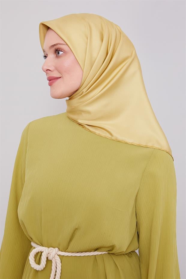 Yağ Yeşili Düz Renk Trend Twill Eşarp