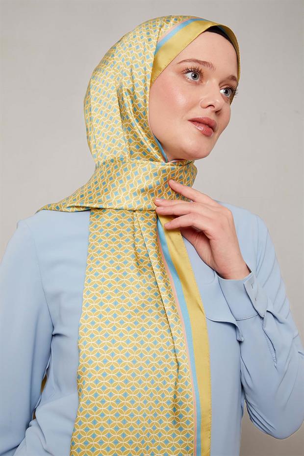 Yağ Yeşili Halkalı Benek Desen Angel Şal