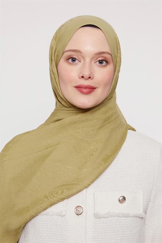 Yağ Yeşili Hint Desen Grazia Şal