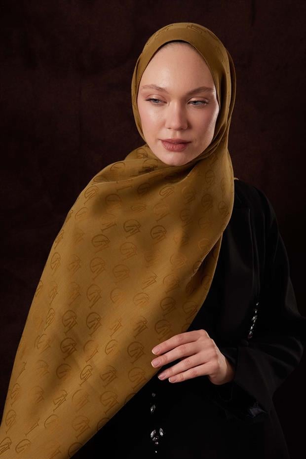 Yağ Yeşili LVD Baskılı Naia Jakar Şal