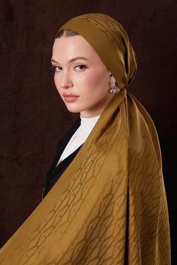 Yağ Yeşili Sarmal Desen Naia Jakar Şal