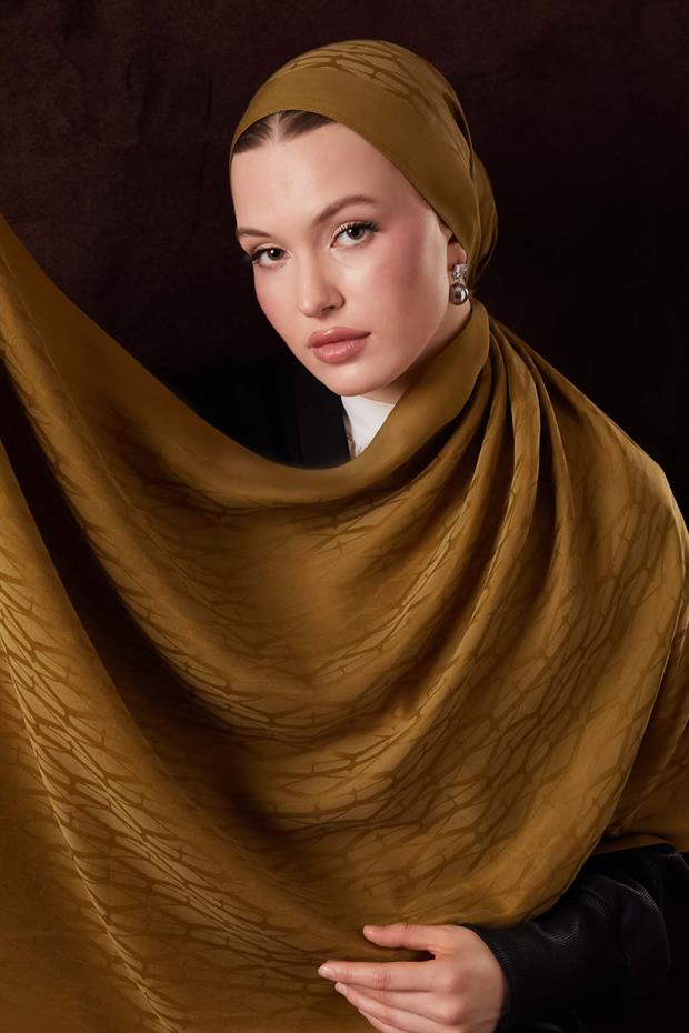 Yağ Yeşili Sarmal Desen Naia Jakar Şal