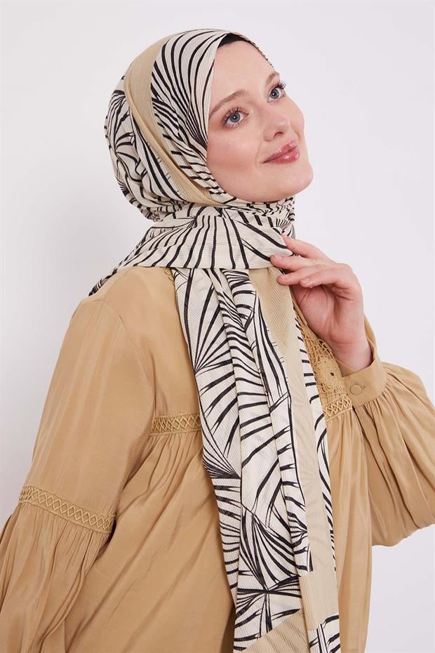 Yağ Yeşili Tropikal Pamuklu Şal