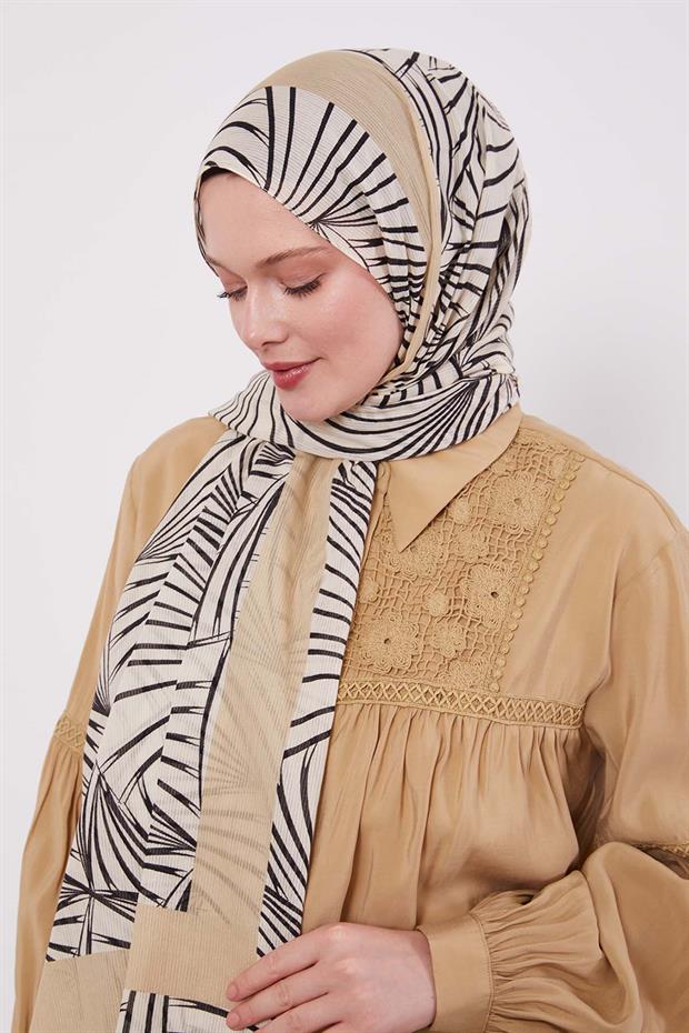 Yağ Yeşili Tropikal Pamuklu Şal