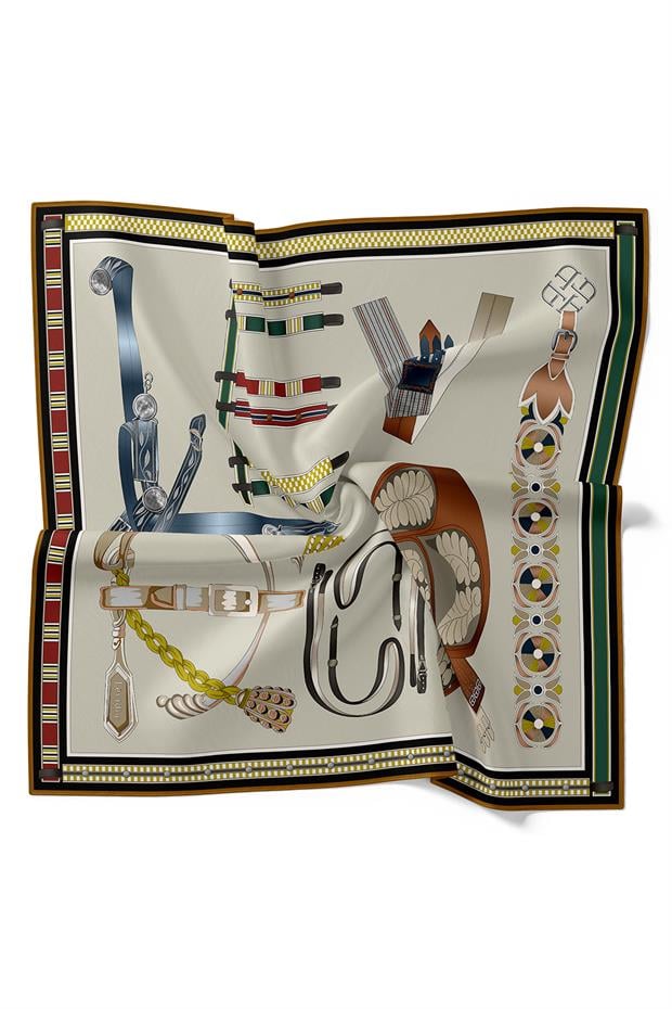 Yağ Yeşili Twill İpek Eşarp Lunera Koleksiyonu