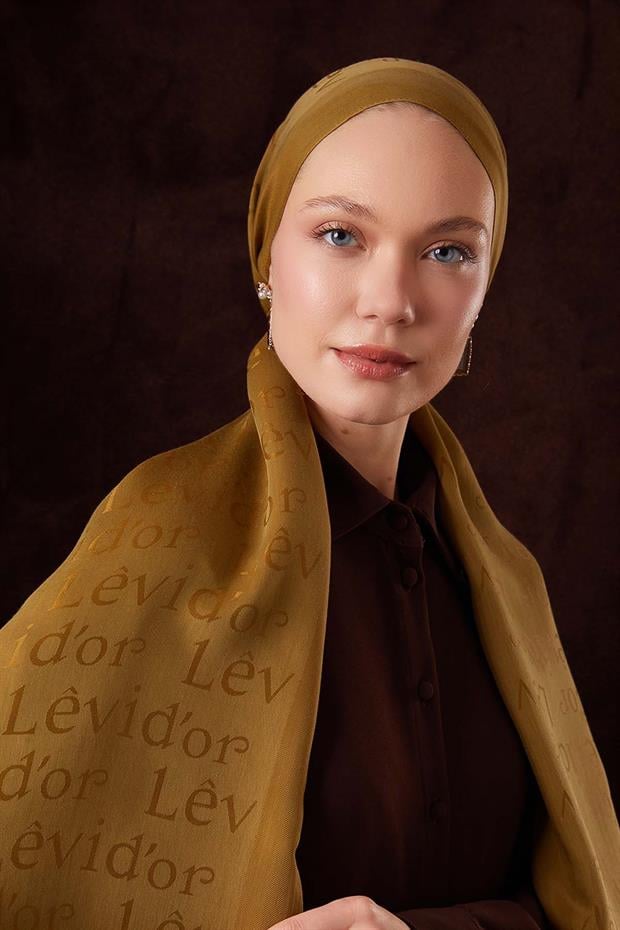 Yağ Yeşili Yazı Baskılı Naia Jakar Şal