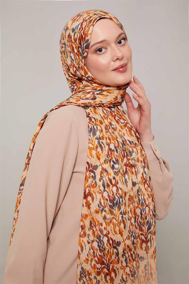 Yavruağzı Batik Desen Pamuk Şal