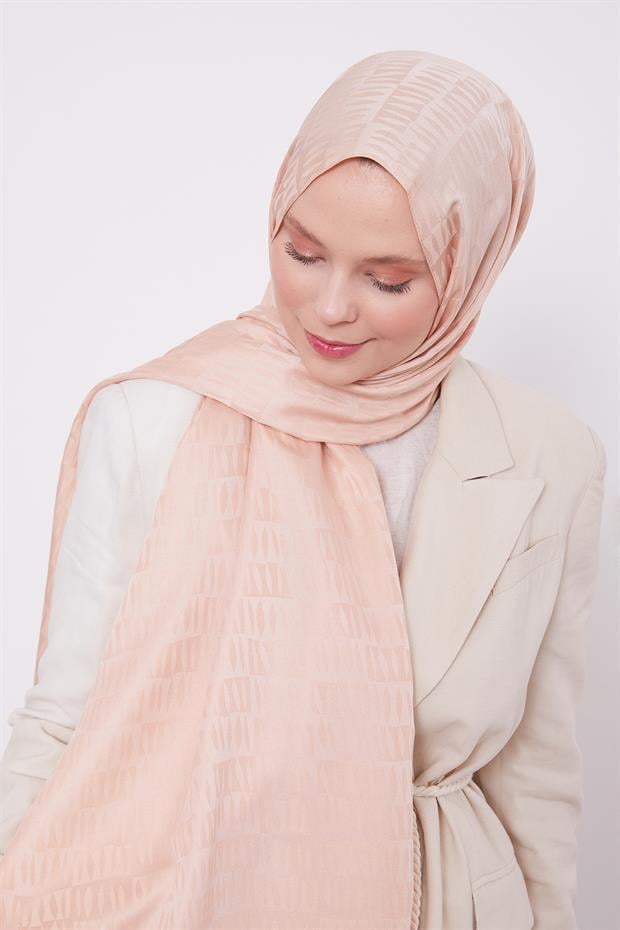 Yavruağzı Damla Desen Blue Jakar Şal