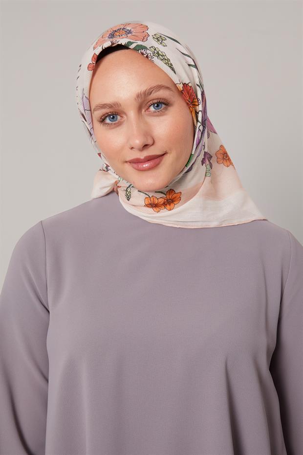 Yavruağzı Papatya Desen Pamuk Eşarp