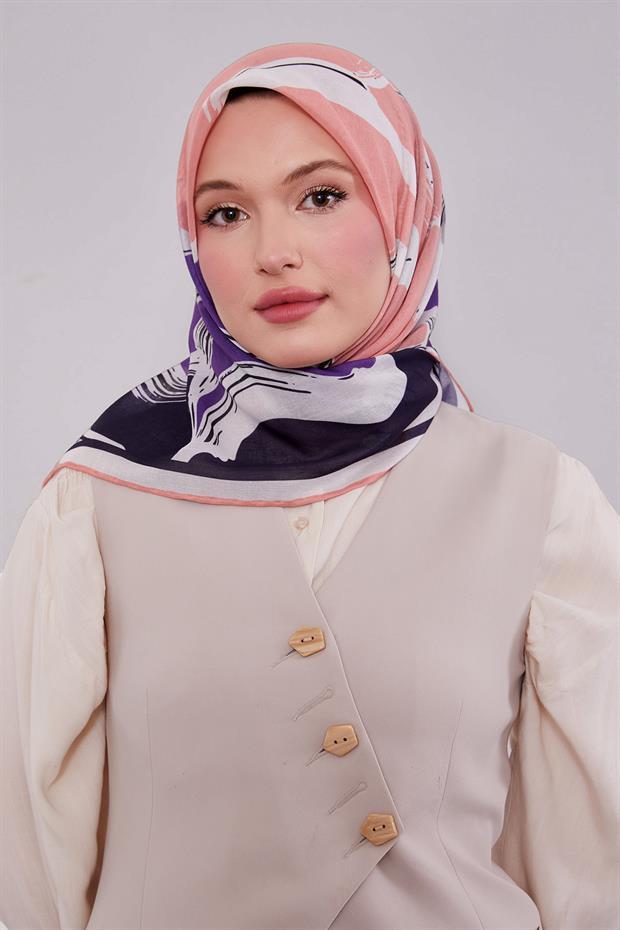 Yavruağzı Soyut Desen Soft Eşarp