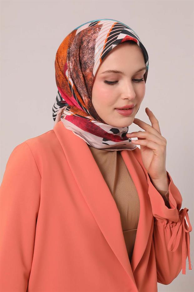 Yavruağzı Zebra Desen Pamuk Eşarp