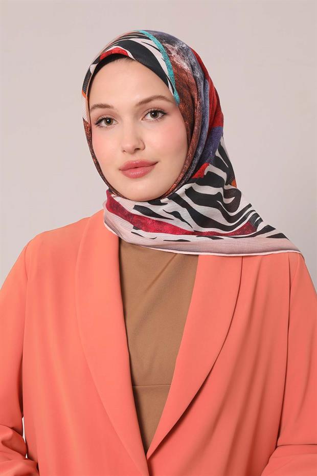Yavruağzı Zebra Desen Pamuk Eşarp