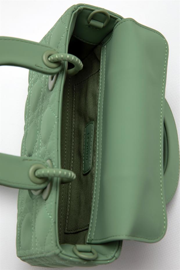 Yeşil Zincir Aksesuarlı Kapitone El Çantası