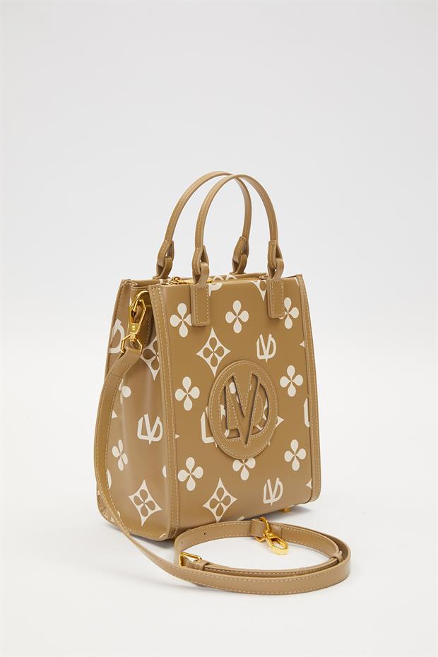 Yeşil Baskılı Sembol Desen El Çantası