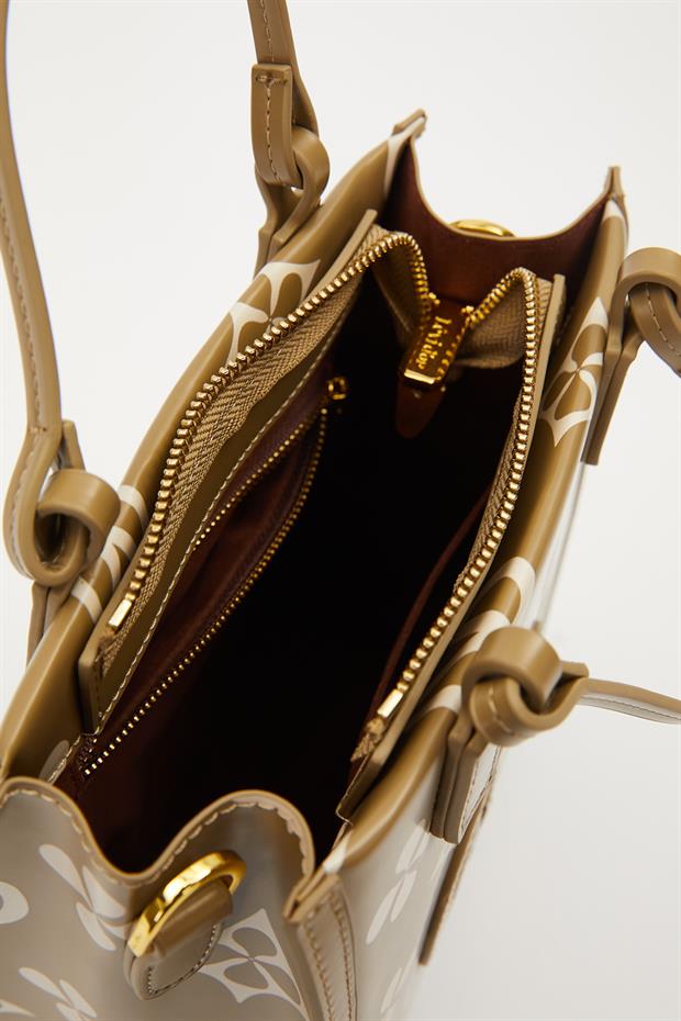 Yeşil Baskılı Sembol Desen El Çantası