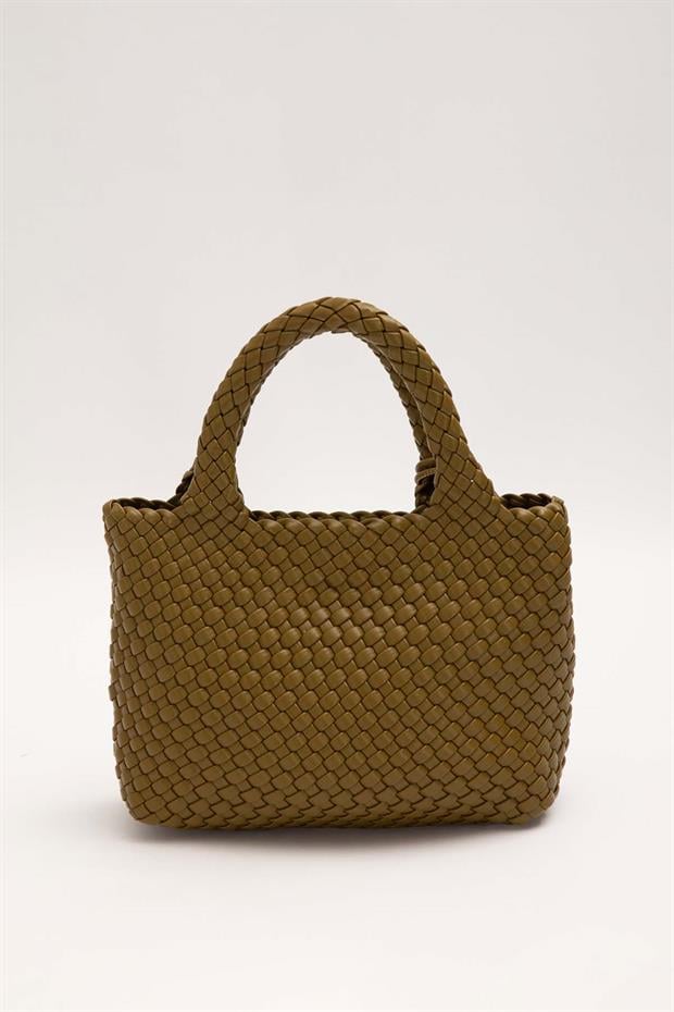 Yeşil Charmlı Örgü Model El Çantası