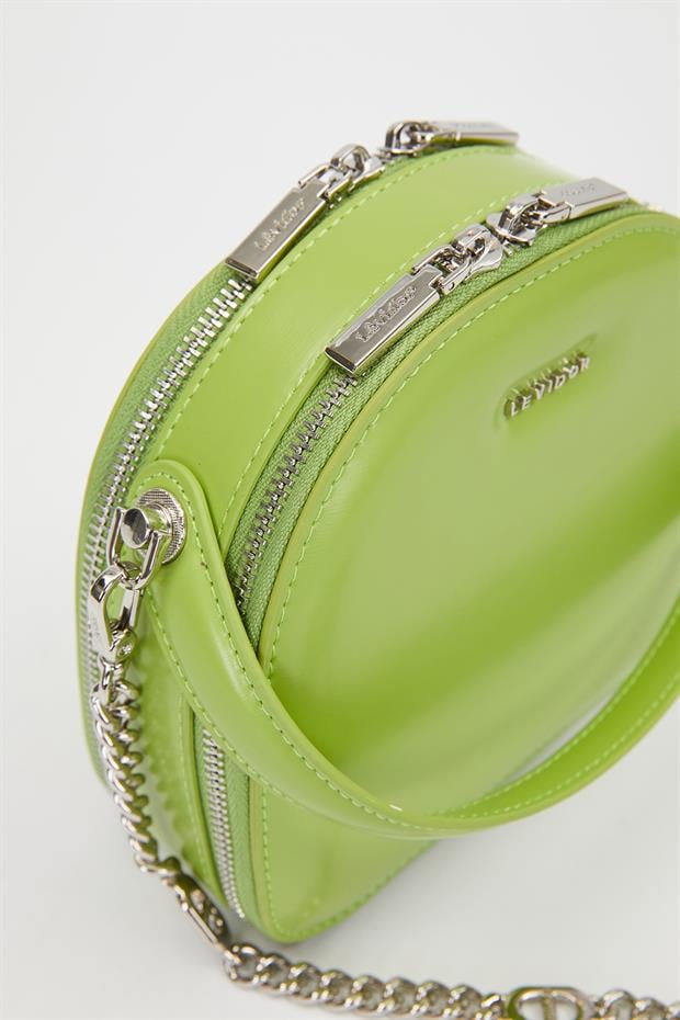 Yeşil Çift Fermuarlı Omuz Çantası