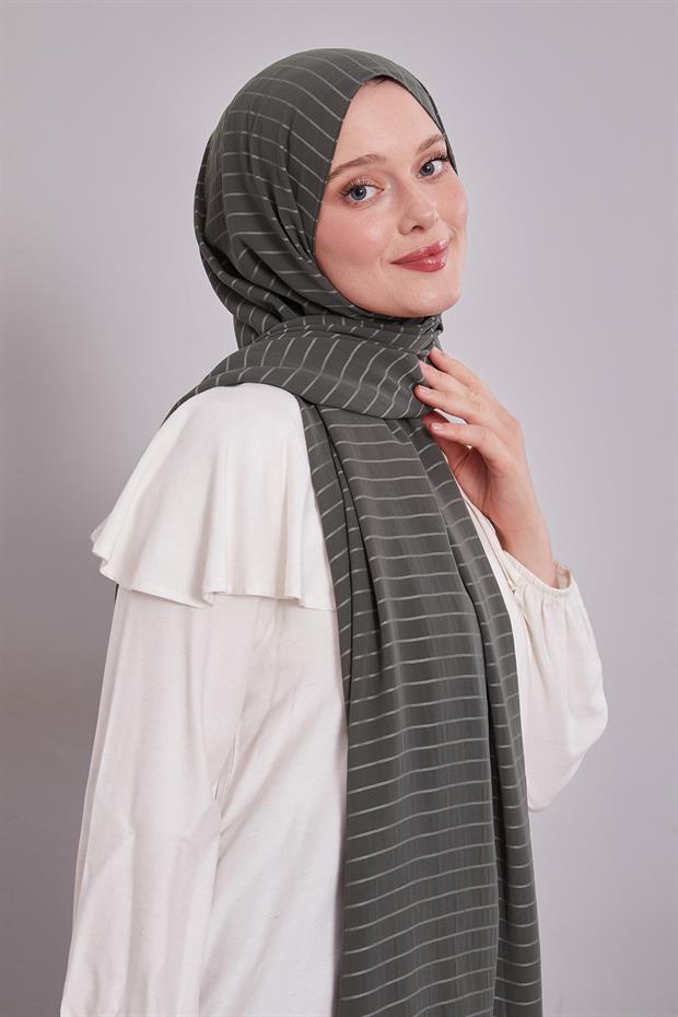 Yeşil Çizgili Cazz Şal