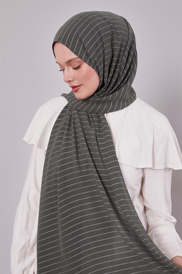 Yeşil Çizgili Cazz Şal