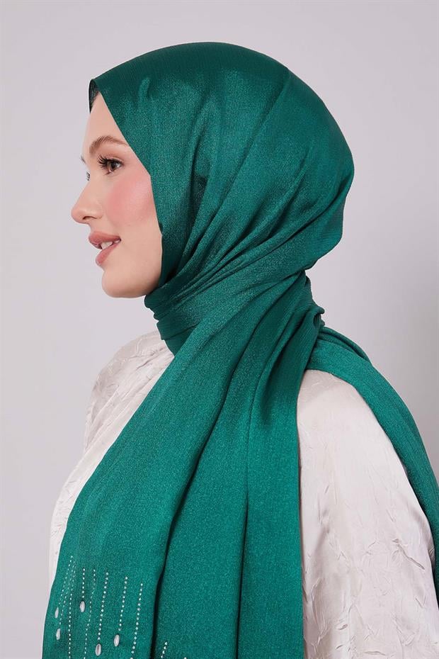 Yeşil Damla Taşlı Diamond Şal