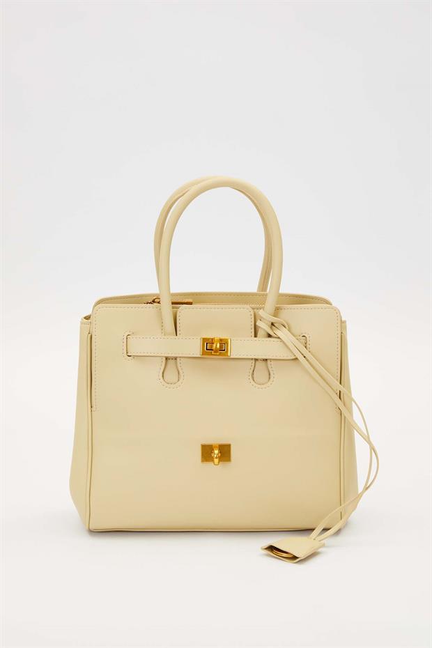 Yeşil Deri Aksesuar Detaylı El Çantası