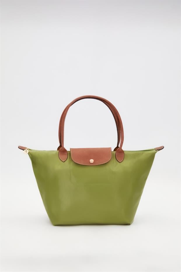Yeşil Deri Askılı Tote Omuz Çantası