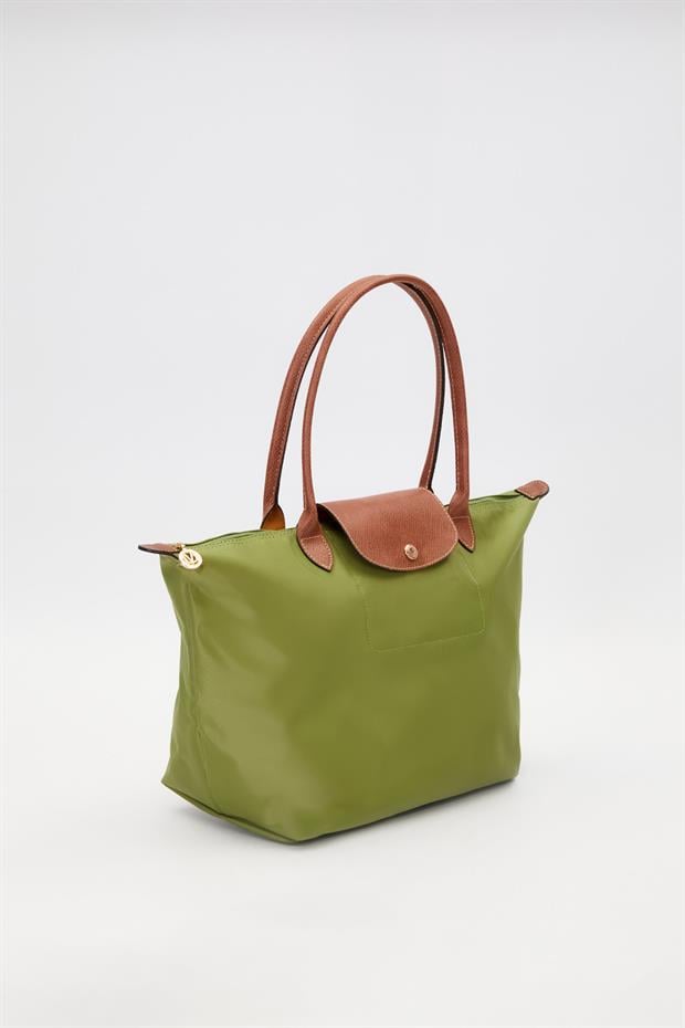 Yeşil Deri Askılı Tote Omuz Çantası