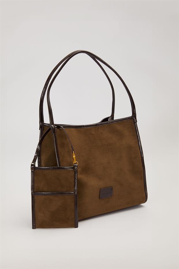 Yeşil Dikdörtgen Form Geniş Omuz Çantası