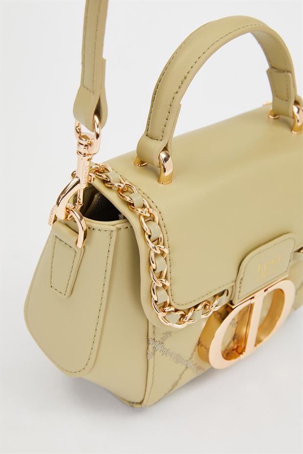 Yeşil Dikdörtgen Metal Kilit Omuz Çantası