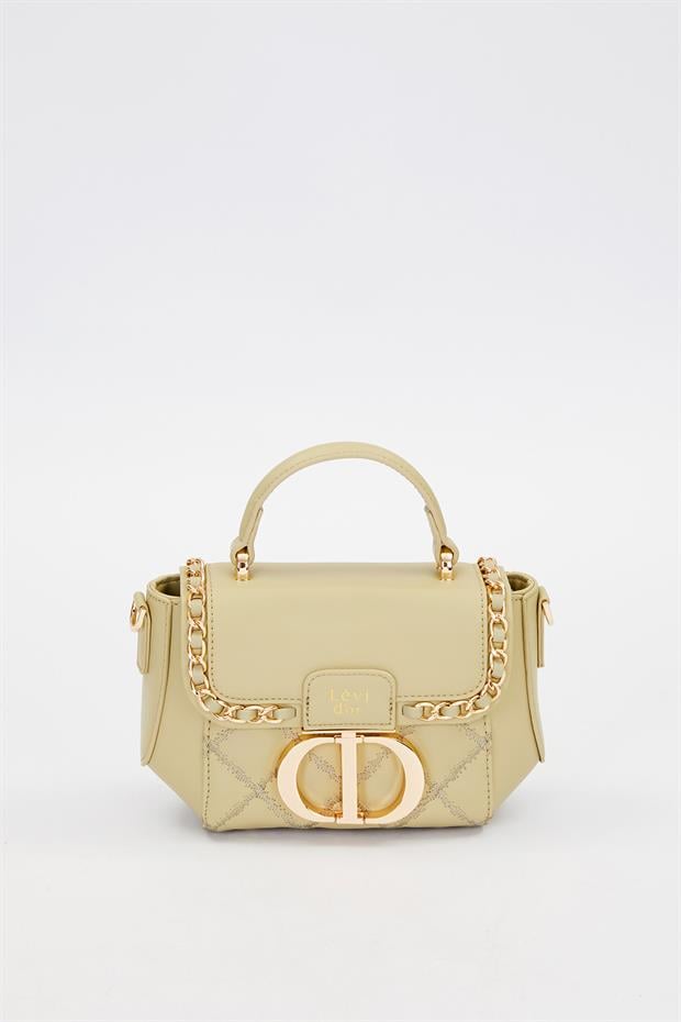 Yeşil Dikdörtgen Metal Kilit Omuz Çantası