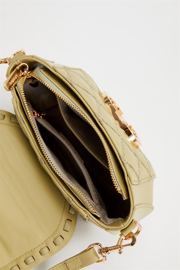 Yeşil Dikdörtgen Metal Kilit Omuz Çantası