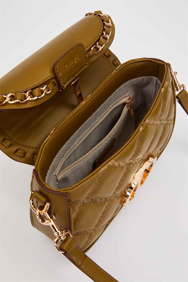 Yeşil Dikişli Kapitone Model El Çantası