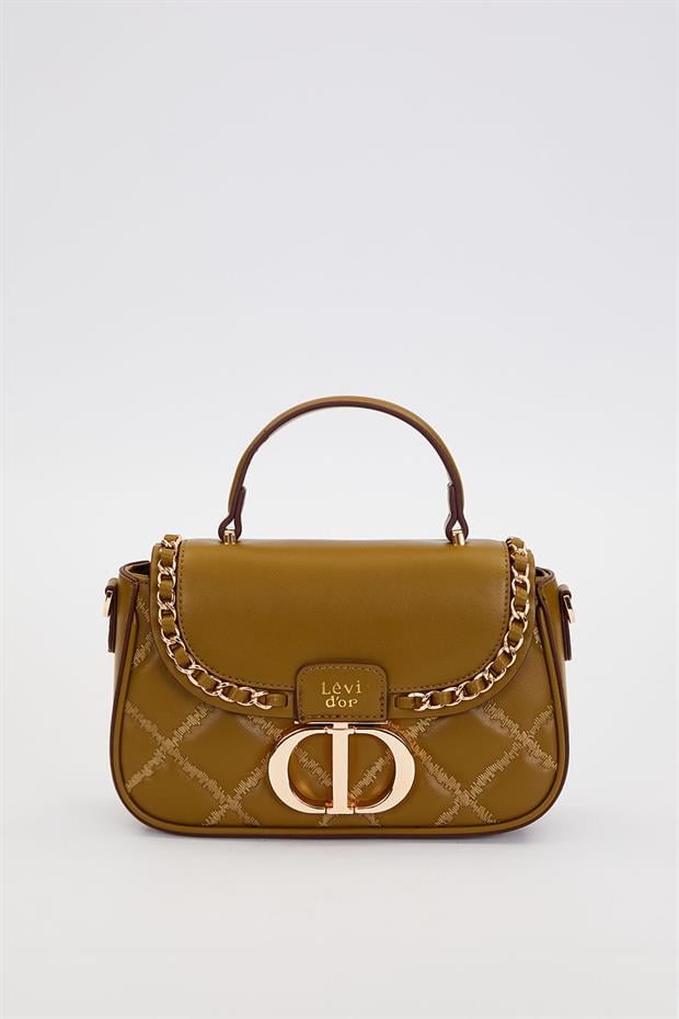 Yeşil Dikişli Kapitone Model El Çantası