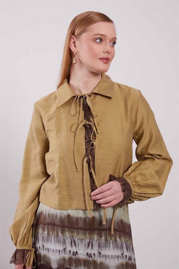 Yeşil Ebruli Desen Etek Takım