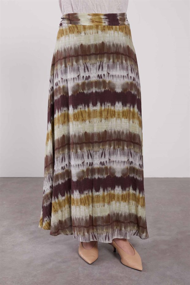 Yeşil Ebruli Desen Etek Takım