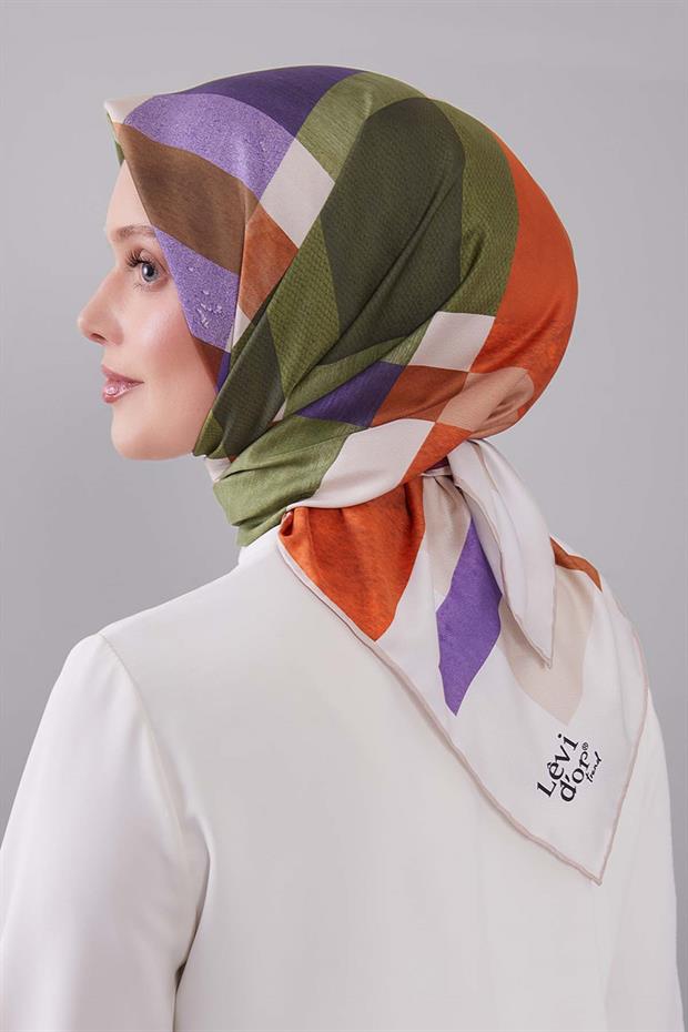 Yeşil Ekose Desen Trend Twill Eşarp